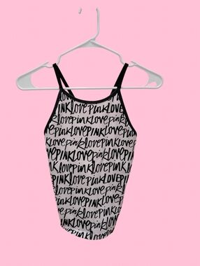 🩷*PINK Victoria's Secret* Baby PINK/BLACK Script Tank Y2K OLD SCOOL EDITION!!💎